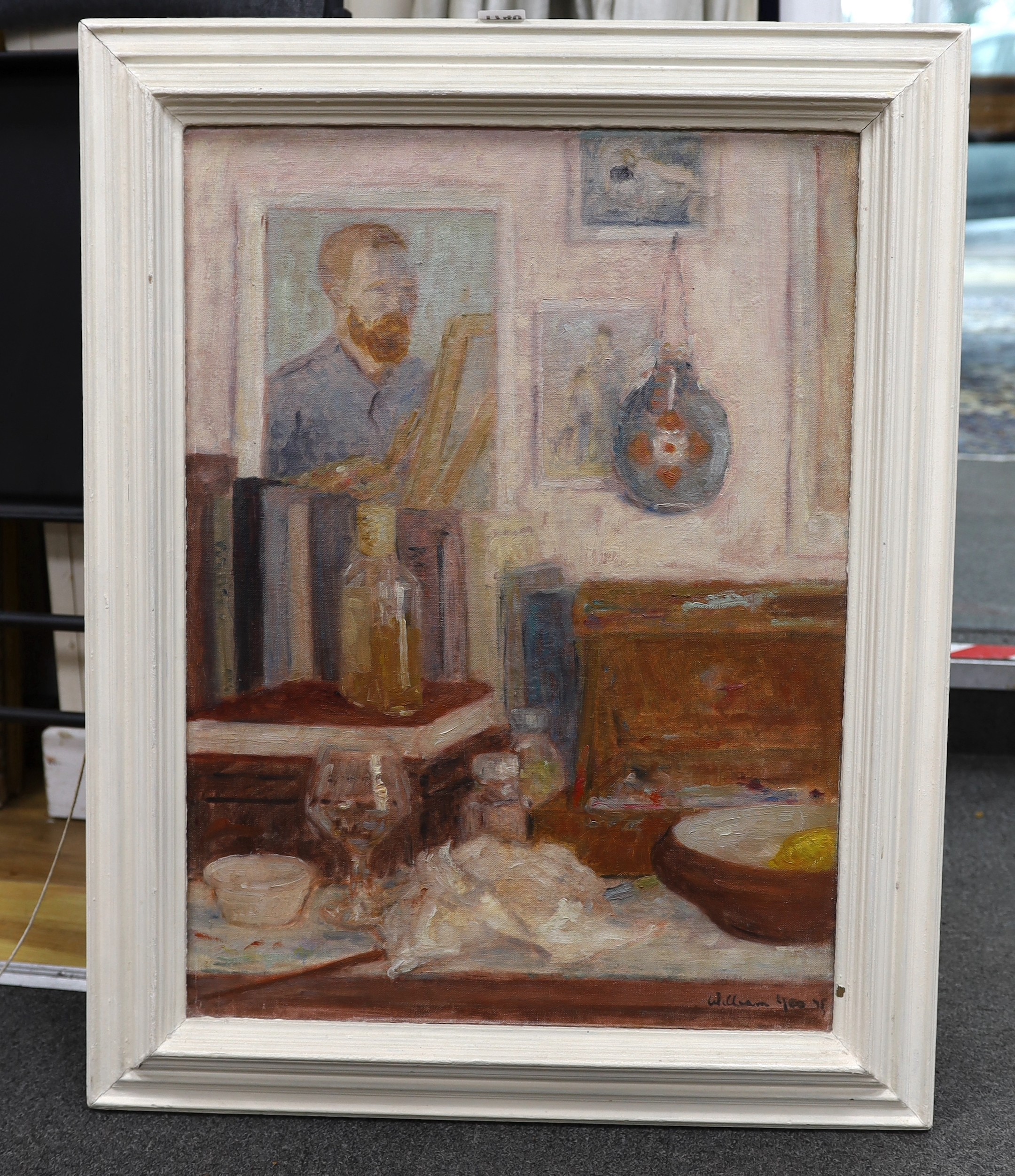 William Yeo (20th C.), oil on board, Still life with Vincent Van Gogh, signed and dated 1975, 60 x 44cm